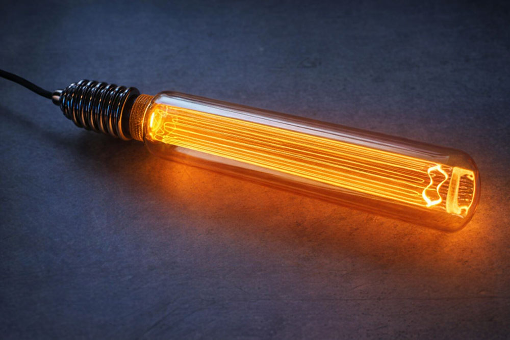 Ampoule tubulaire T60 LED 1800 K – lumière orangée ambrée et effet filament carbone ultra‑fin